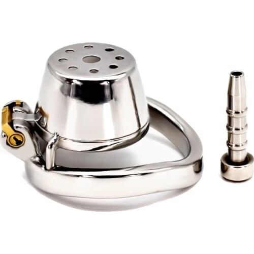 Stainless steel short small male Chastity cage urethral sound metal penis lock ring BDSM bondage restraint sex toy for man