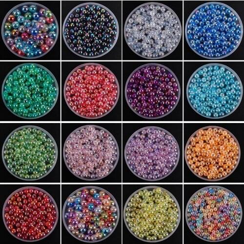 NEW 100-50pcs 6/8/10mm AB Color Round Acrylic Bead Loose Spacer Beads For Jewelry Making DIY Bracelet Clothing Sewing Supplies