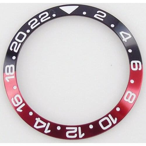 New Arrival 38mm Aluminum Alloy Watch Black Red Bezel Ring Insert Fit Automatic Watch