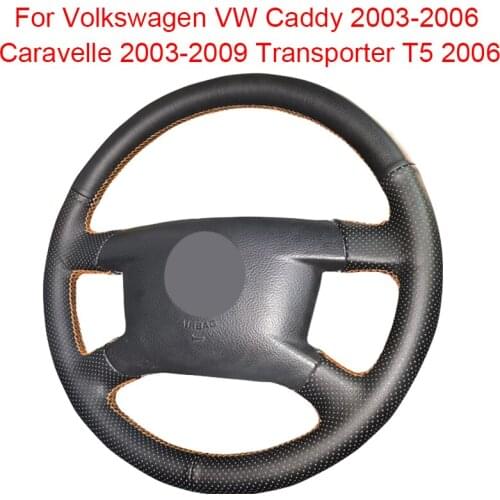 Customized Original Car Steering Wheel Cover For VW Caddy Caravelle Transporter T5 Leather Braid For Steering Wheel Wrap Black