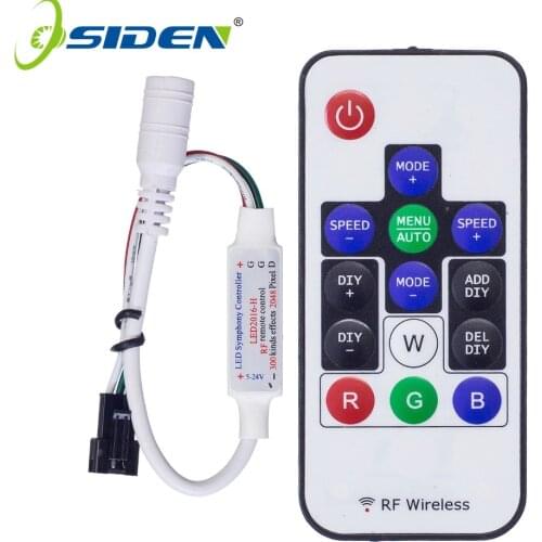 OSIDEN DC5-24V RF RGB LED Strip Controller 14Key RF Wireless Remote 2048Pixels 300kinds Mode for WS2812B WS2811 led Strip