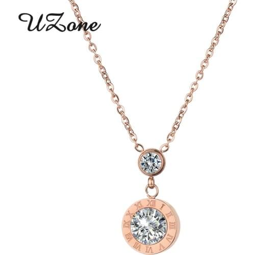 UZone Double Cubic Zirconia Necklace Luxury Brand Necklace Women Wedding Jewelry