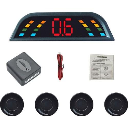 DC12V 0.3 - 2.0m Car Truck Parking Reverse LED Display Radars Detector Monitor with 4 Sensors