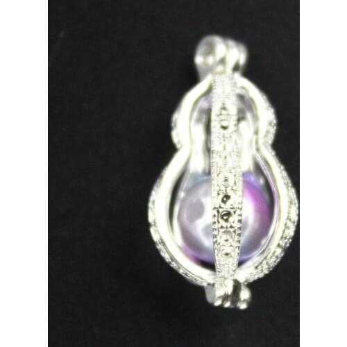 10*25mm,Calabash Gourd Pearl Cage Essential Oil Diffuser Pendant,Aromatherapy Locket Necklace Volcanic Setting Lava Stone