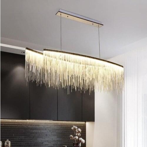 Postmodern designer Pendant Lights Nordic tassel restaurant luxury hotel engineering chain living room art hanging lights WF1028