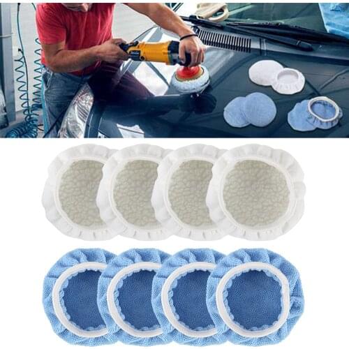 Polishing Bonnet Buffer Pad 5-6In 9-10In Microfiber Bonnet Car Polisher Pad Cover Cotton Wool Microfiber Can Shrink Waxing Pad