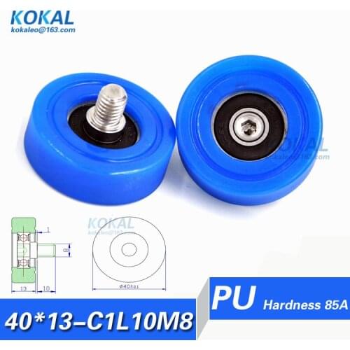 [PU40*13-C1L10M8]Free Shipping 10pcs M6 TPU 608RS bearing roller wheel outer diameter 40mm rubber money-count pulley 8*40*13