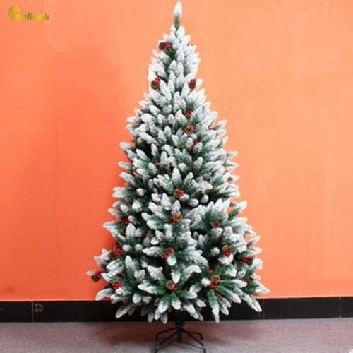 Teellook 1.5M / 1.8M / 2.1M / 2.4M Whitehead Red Snow Christmas Tree Christmas House Hotel Scene Decoration