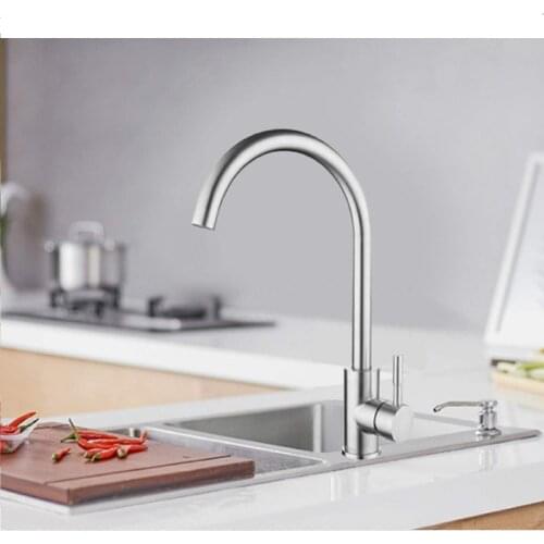 Faucet Brushed Nickel Kitchen Sink Mixer Taps Brushed Process 360 Swivel Basin Faucet Twin Drainer Sinks Single Handle Faucet