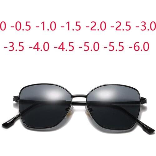 SPH -0.5 to -6 Myopia Sunglasses With Diopter Women Men Polygonal Alloy Frame Nearsighted Spectacles Shortsighted Glasses