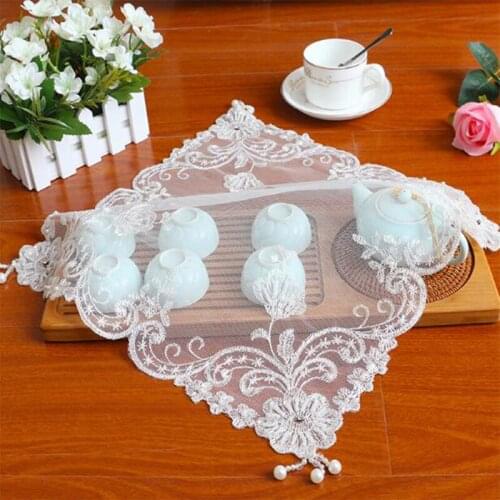 Modern lace beads embroidery place table mat cloth pad cup mug drink doilies dining glass tea coaster Christmas placemat kitchen