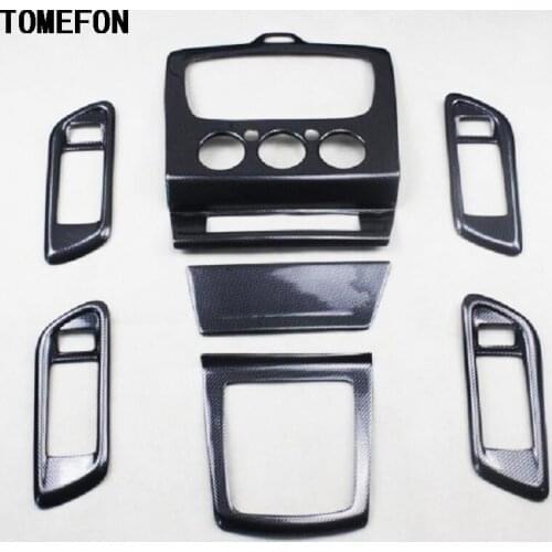 TOMEFON 7PCS For Ford Focus 2009 2010 2011 ABS Carbon Fiber Paint Inner Door Handle Console Gear Shift Cover Trim MT ONLY