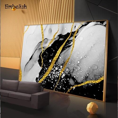 Embelish 1 Pieces Art And Golden Abstract Ink Colors Home Decor Wall Pictures For Living Room HD Canvas Bedroom Paintings Poster