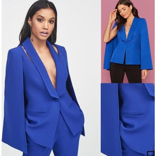 Blue Women Suits Work Clothes High Waist Mother of the Bride Pants Tuxedos Prom Evening Guest Wedding Wear 2 Pieces