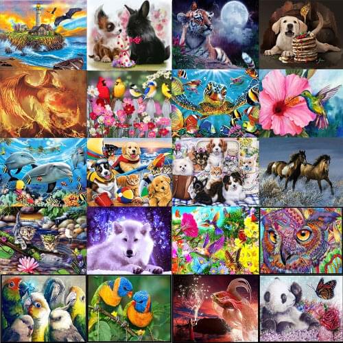 Animal 5D diamond painting full diamond horse owl parrot panda round diamond mosaic pattern home decoration DIY handmade wall st