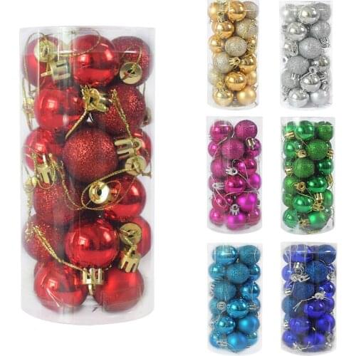 24pcs 3cm Christmas Colorful Balls Xmas Tree Hanging Decor Christmas Decorations Ornaments for Home Party New Year Navidad 2021
