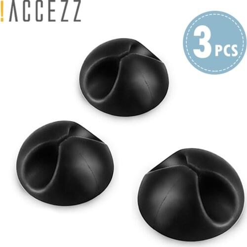 !ACCEZZ 3Pcs Round Clip phone Cable Wire Winder Desktop Mouse Earphone Tidy Organizer USB Cord Fixer Holder Collation Management