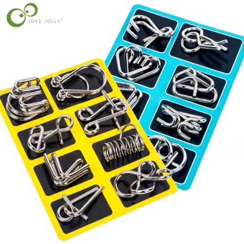 8PCS/Set Materials Metal Montessori Puzzle Wire IQ Mind Brain Teaser Puzzles for Children Adults Anti-Stress Reliever Toys WYQ