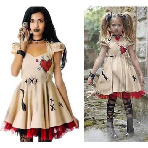 Free Shipping Wedding Ghost Bride Cosplay Voodoo Doll Costumes Halloween Costumes for Women Adult Anime Cosplay Girls Vampire