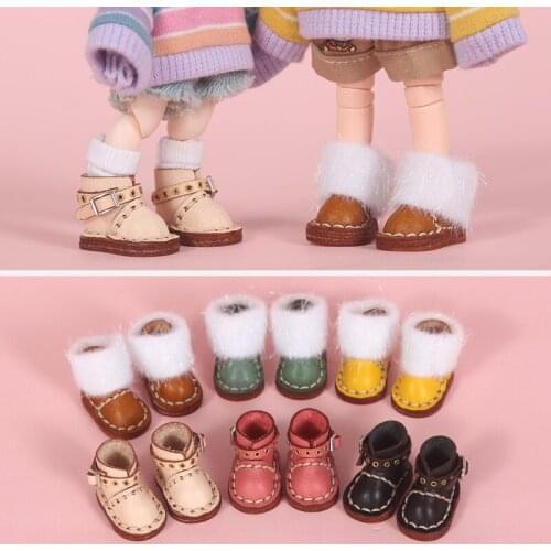 Ob11 baby shoes snow boots and Martin boots 2 wear shoes baby clothes Holala GSC plain bovine leather boots doll shoes