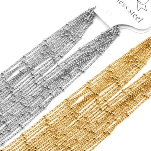 10pcs/lot Stainless Steel 2mm Beads Chain Necklace Bracelets Chains For DIY Jewelry Making Findings Top Quality