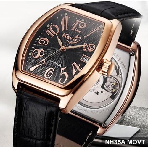 Mens Mechanical Watch Luxury NH35 Automatic Watches Men Fashion Tonneau Luminous Waterproof Wristwatch Relojes Para Hombre