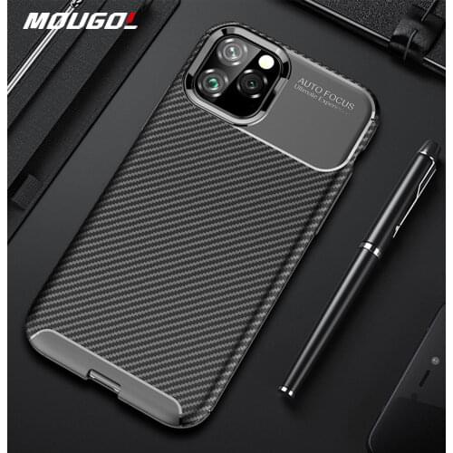 For iPhone 11 Pro Max Case Luxury Carbon fiber Cover 360 Full Protection Phone Case For iPhone XI 11 Pro Cover Shockproof Bumper