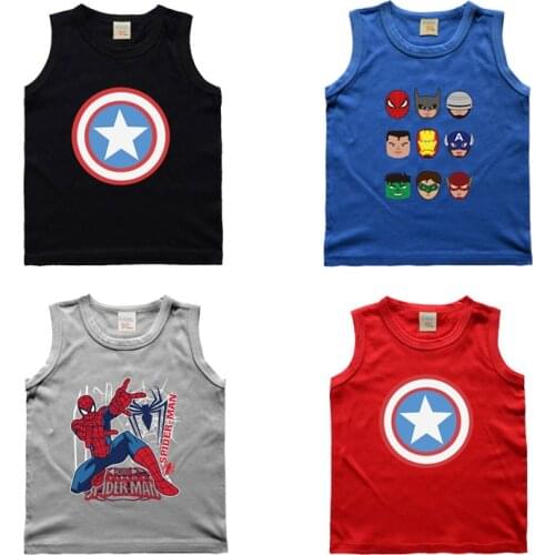 2020 Disney Marvel Iron Man Spiderman Vests T-shirts Children Cartoon Boys Sleeveless Tops Summer Clothing Kids Boys Clothes