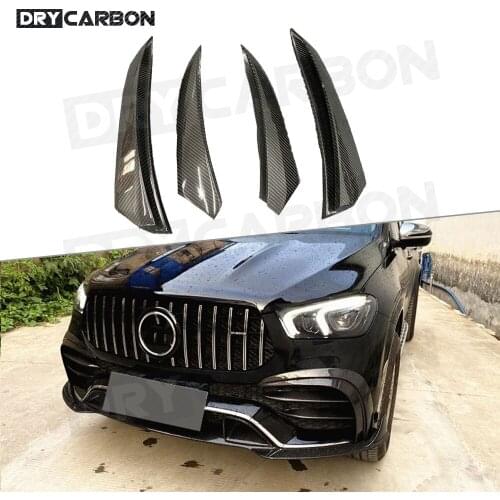 For Mercedes Benz GLE Class W167 GLE53 AMG SUV 2020 UP Front Bumper Fender Trim Fins Canard Dry Carbon Fiber