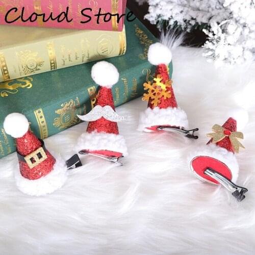 1PCS Christmas Hair Clip Christmas Tree Hat Headwear Hair Accessory For Girl Kid Holiday Party Decoration Gifts