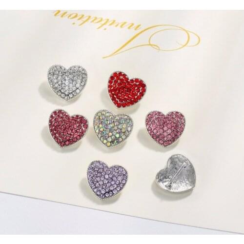 Buttons Free shipping 19*17mm heart rhinestone button with 3/8"slider 100PCS for DIY Valentine Day (BTN-5412)