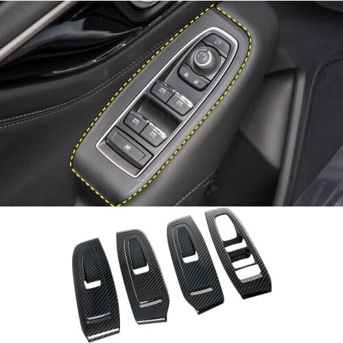 LHD! Car Accessories for Subaru Outback 2021 2022 Carbon Fiber Printed Interior Window Switch Cover Trim 4pcs