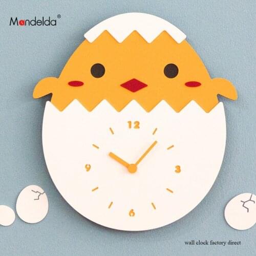 Mandelda Lovely Hatched Chick Home Decor Wall Clock for Children Room 12" Acrylic Modern Luxury Art Decorative Watches for Gift