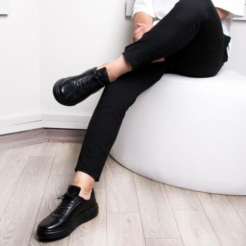 İBAY JOHN Men Lace-Up Black Black Genuine Leather Casual Shoes