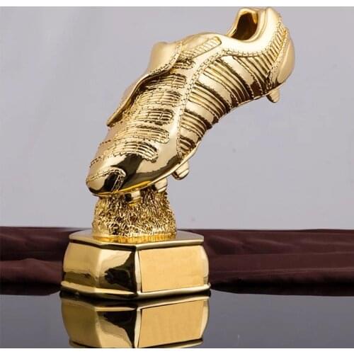 28cm Height Best Shooter Award Trophy Football Boot Champions Award Shoes Shape Cup Fans Souvenir Resin Material