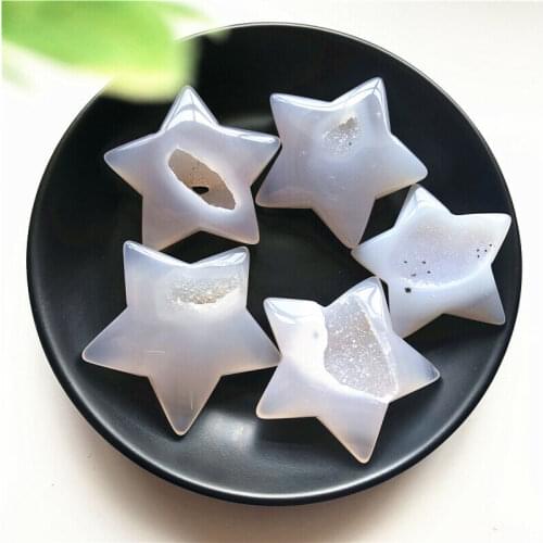 Natural Agate Geode Crystal Stars Crystal Craft Pentagram for Feng Shui Healing Gift Home Decoration Natural Stones and Minerals