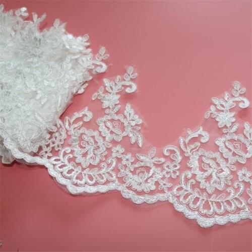 Delicate 1yard Ivory Wedding Dress Cording Lace Applique Thread Embroidery Lace Accessories Trim 18cm LW0318