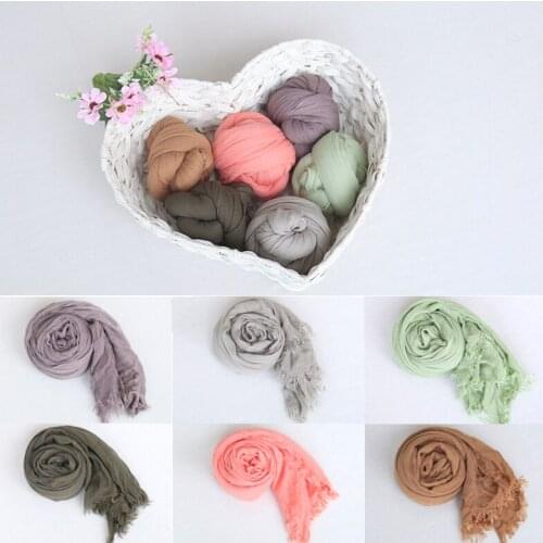 Newborn Ruffle Stretch Wrap Photography Props Long Baby Posing Swaddle Blanket Layer Photo Props