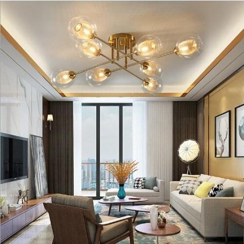 New molecular light ceiling lamp bedroom lamp postmodern light luxury glass lampshade