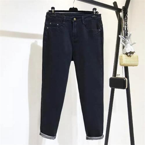 Plus Size Jeans Womens Fat MM Womens Trousers High Waisted Stretched And Fattened To Increase Loose Pencil Jeans Mom Tide w68