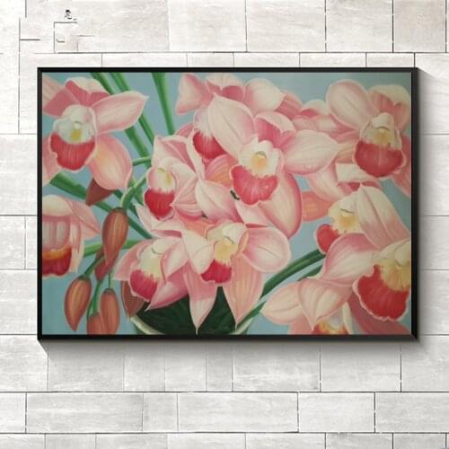 Original hand-painted oil painting on canvas modern decorative picture pink Narcissus flower decor art painting for living room