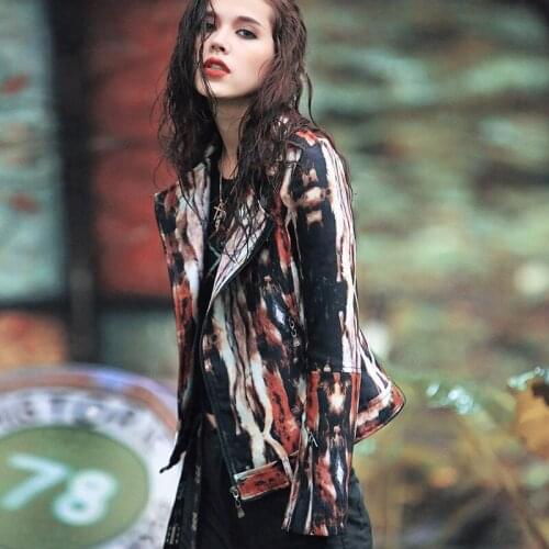 Autumn New Original Design Vintage&Retro Ethnic Personality Novelty Hippy Slim Motorcycle Jacket Print Short Coats