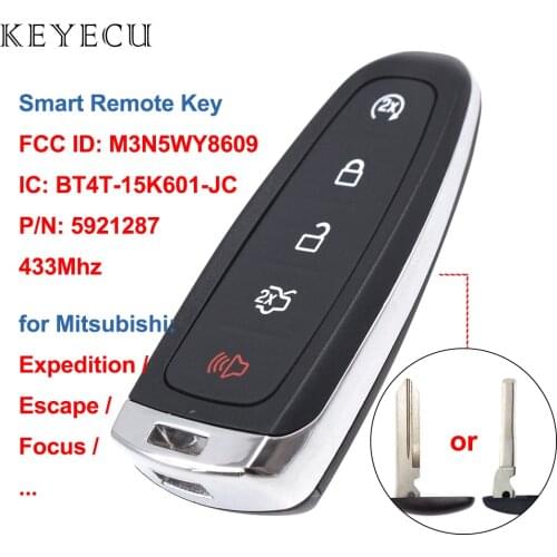 Keyecu Smart Remote Car Key 433MHz PCF7953 5 Buttons for Ford Edge Escape Explorer Taurus Flex Focus, M3N5WY8609, BT4T-15K601-JC