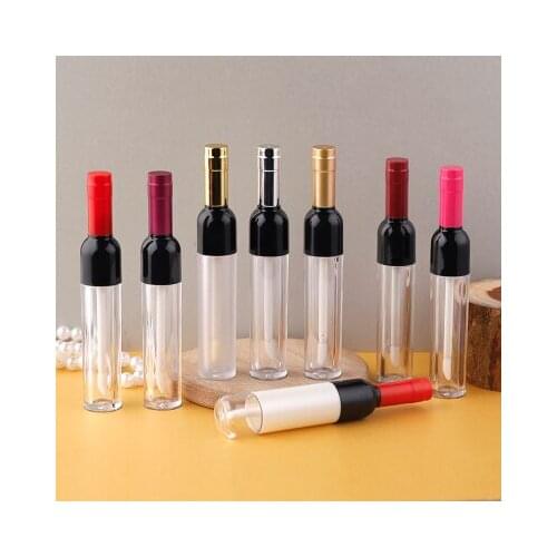 5ML 10/30/50pcs Empty Clear Plastic Lipgloss Bottle with Colored Cap, Wine Shape Creative Portable Lip Gloss Tube, Lipstick Tube