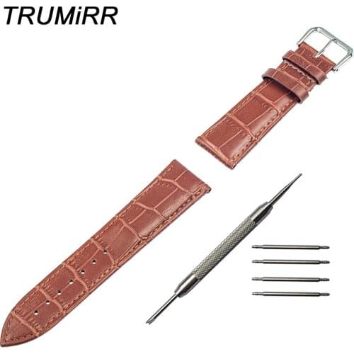 22mm Croco Grain Genuine Leather Watchband Replacement Watch Band Bracelet for Samsung Gear 2 R380 R381 R382 Moto 360 2 2nd 46mm