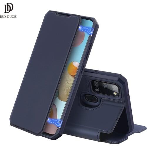 For Samsung Galaxy A21S DUX DUCIS Skin X Series Luxury Leather Wallet Case Flip Case Magnetic Closure Super Soft card slot