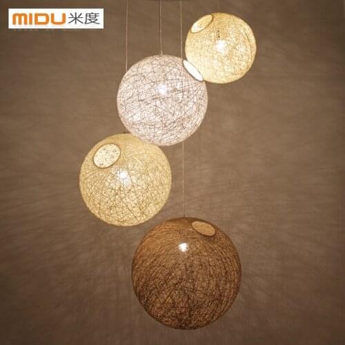 Ball Shaped Chandelier Modern Minimalist Rattan Living Room Bedroom Corridor Balcony Lamp Southeast Asian Restaurant Bed