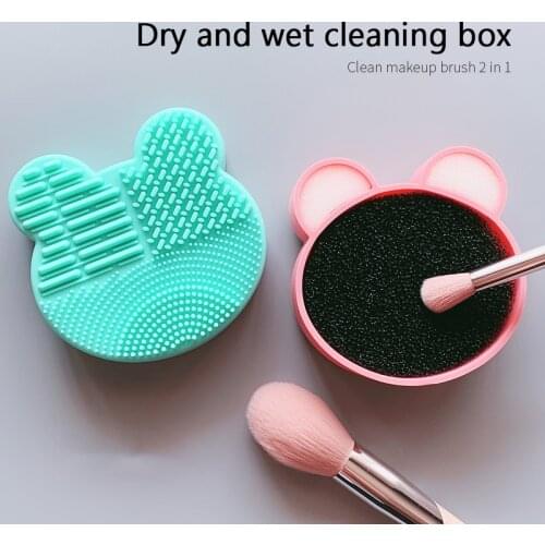 Makeup Brush Cleaner Makeup Brush Wet And Dry Cleaning Box Silicone Outer Box Does Not Damage The Bristles Small And Portable