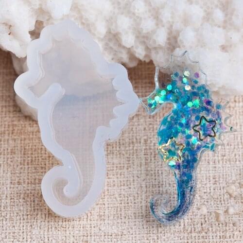 Silicone Resin Mold For Jewelry Making Seahorse White 39mm(1 4/8") x 23mm( 7/8"), 1 Piece
