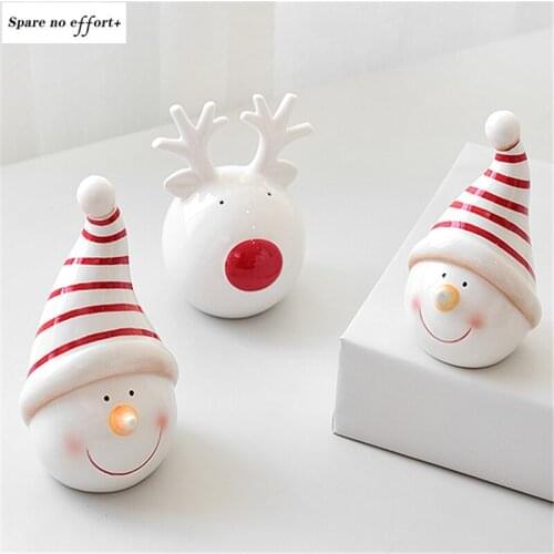 Nordic Style Ceramic Christmas Snowman Creative Desktop Decoration Elk Head Christmas Gift Christmas Decoration Home Decoration
